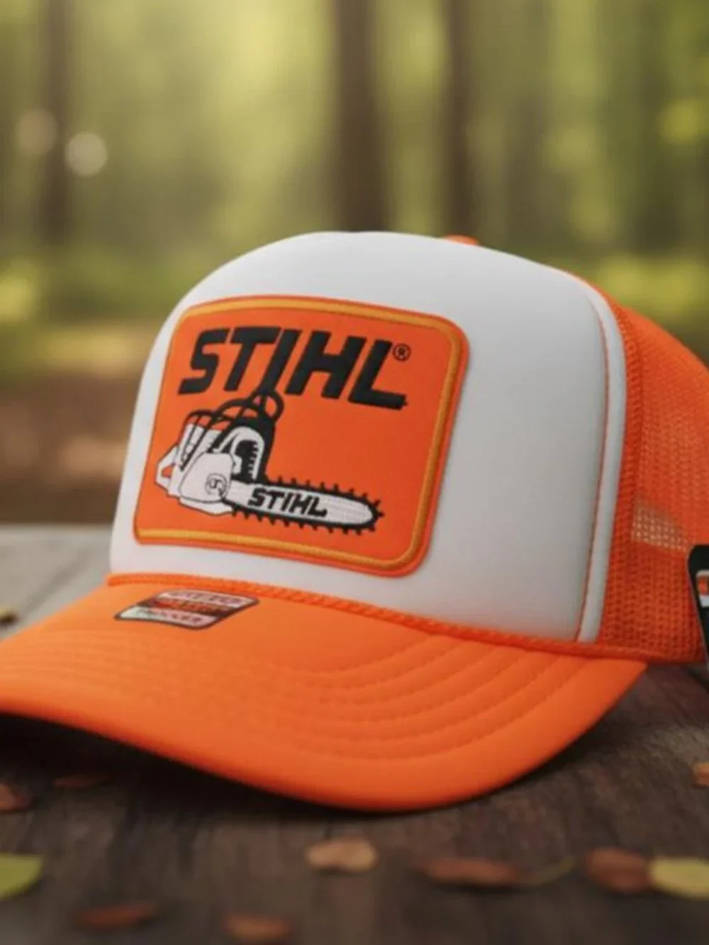 Retro Chainsaw Forestry Patch Orange OTTO Foam Rope Trucker Hat Cap Logger USA